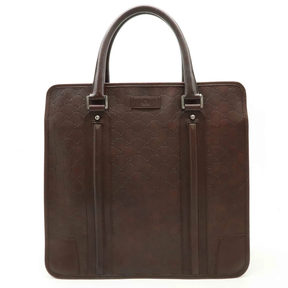 Gucci Guccissima Tote Bag Business Leather Dark Brown